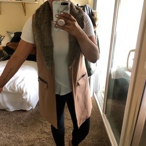 Vest with Faux Fur Collar